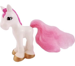 Duplo Weiß Foal mit Mane und Haar/pink (57889)