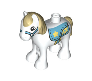 Duplo White Foal with Saddle with Star (77984)