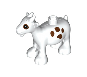 Duplo White Goat with Brown Patches and Eye Rings (11371)
