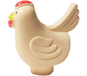 Duplo White Hen with Red Comb Pattern and No Base