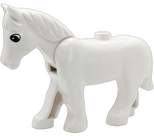 Duplo Weiß Pferd mit Movable Kopf mit Eye mit Klein Pupil (75725)