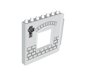 Duplo Wit Paneel 1 x 8 x 6 met Venster - Links met Muur Paneel met security Camera (51260 / 54825)