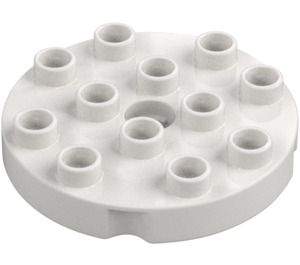 Duplo White Round Plate 4 x 4 with Hole and Locking Ridges (98222)