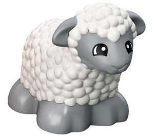 Duplo Wit Sheep (Sitting) met Woolly Coat (73381)