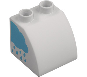 Duplo hvid Skråning 45° 2 x 2 x 1.5 med buet Side med Rain Cloud (11170 / 103923)