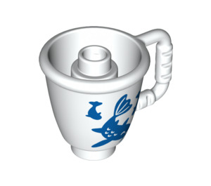 Duplo Blanco Tea Copa con Asa con Azul Koi carp (27383 / 74825)