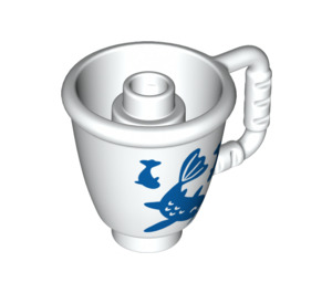 Duplo Weiß Tea Cup mit Griff mit Blau Koi carp (27383 / 74825)
