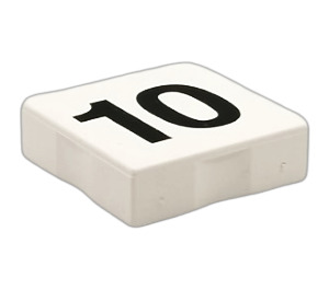 Duplo Bianco Piastrella 2 x 2 con Lato Indents con "10" (6309)