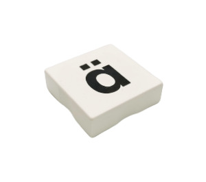 Duplo White Tile 2 x 2 with Side Indents with "ä" (6309)