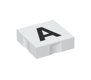 Duplo Hvit Tile 2 x 2 med Side Indents med "A" (6309 / 48456)