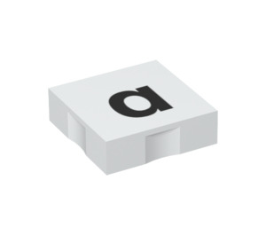 Duplo White Tile 2 x 2 with Side Indents with "a" (6309 / 48459)