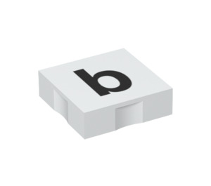 Duplo White Tile 2 x 2 with Side Indents with "b" (6309 / 48469)