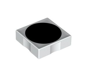 Duplo White Tile 2 x 2 with Side Indents with Black Disc (6309 / 48760)