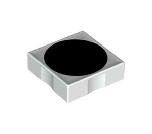 Duplo Blanco Plana 2 x 2 con Lado Indents con Negro Disco (6309 / 48760)