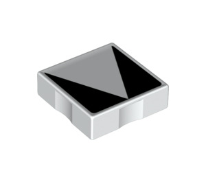 Duplo White Tile 2 x 2 with Side Indents with Black Inverse Isosceles Triangle (6309 / 48775)