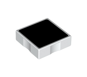 Duplo White Tile 2 x 2 with Side Indents with Black Square (6309 / 48755)