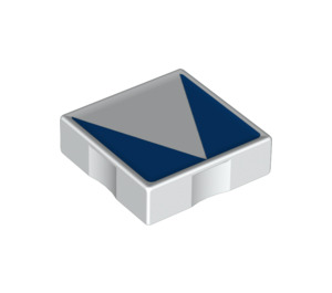 Duplo Bianco Piastrella 2 x 2 con Lato Indents con Blu Inverse Isosceles Triangolo (6309 / 48772)