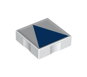 Duplo White Tile 2 x 2 with Side Indents with Blue Isosceles Triangle (6309 / 48725)