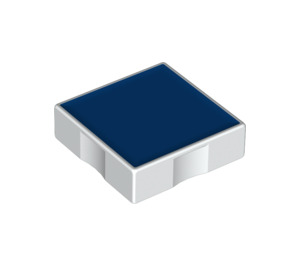 Duplo blanc Tuile 2 x 2 avec Côté Indents avec Bleu Carré (6309 / 48752)
