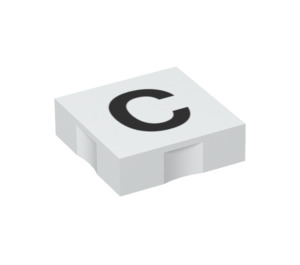 Duplo Weiß Fliese 2 x 2 mit Seite Indents mit "C" (6309 / 48470)