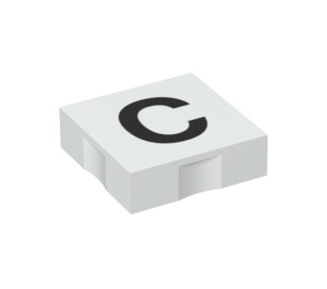 Duplo Blanc Tuile 2 x 2 avec Côté Indents avec "C" (6309 / 48470)