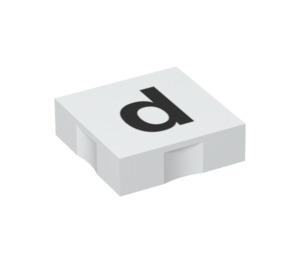 Duplo White Tile 2 x 2 with Side Indents with "d" (6309 / 48473)