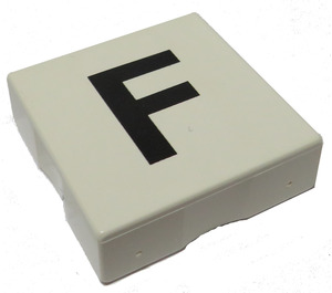 Duplo blanc Tuile 2 x 2 avec Côté Indents avec "F" (6309)