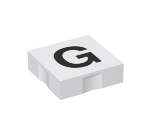 Duplo Weiß Fliese 2 x 2 mit Seite Indents mit "G" (6309 / 48478)