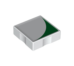 Duplo White Tile 2 x 2 with Side Indents with Green Inverse Quarter Disc (6309 / 48778)