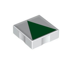 Duplo White Tile 2 x 2 with Side Indents with Green Isosceles Triangle (6309 / 48727)