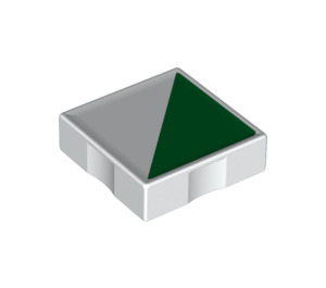 Duplo White Tile 2 x 2 with Side Indents with Green Right-angled Triangle (6309 / 48786)