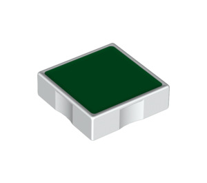 Duplo White Tile 2 x 2 with Side Indents with Green Square (6309 / 48754)