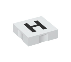 Duplo Bianco Piastrella 2 x 2 con Lato Indents con "H" (6309 / 48480)