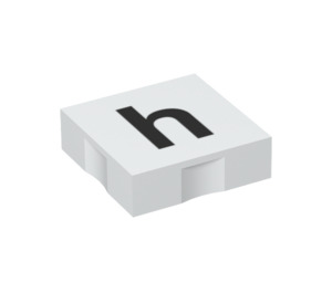 Duplo White Tile 2 x 2 with Side Indents with "h" (6309 / 48481)