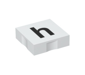 Duplo Bianco Piastrella 2 x 2 con Lato Indents con "h" (6309 / 48481)