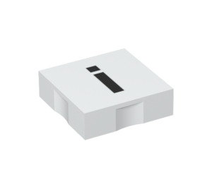 Duplo Hvit Tile 2 x 2 med Side Indents med "i" (6309 / 48483)