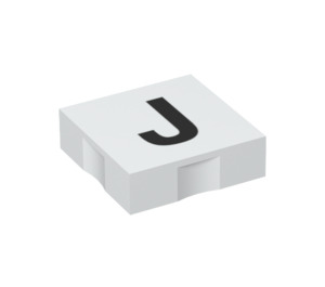 Duplo White Tile 2 x 2 with Side Indents with "J" (6309 / 48484)