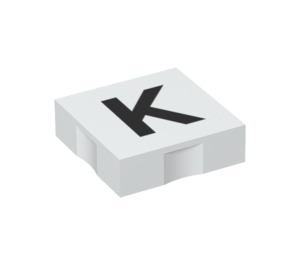 Duplo White Tile 2 x 2 with Side Indents with "K" (6309 / 48499)