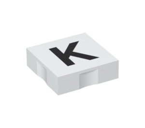 Duplo Blanc Tuile 2 x 2 avec Côté Indents avec "K" (6309 / 48499)