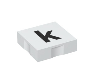 Duplo White Tile 2 x 2 with Side Indents with "k" (6309 / 48519)