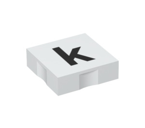 Duplo Blanco Plana 2 x 2 con Lado Indents con "k" (6309 / 48519)