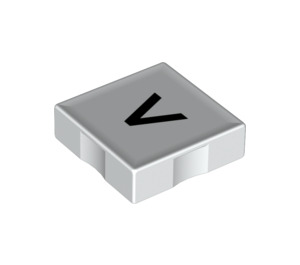 Duplo White Tile 2 x 2 with Side Indents with Less Than Sign (<) / Greater Than Sign (>) (6309 / 48510)