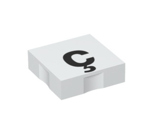 Duplo White Tile 2 x 2 with Side Indents with Letter c with Cedilla (6309 / 48680)