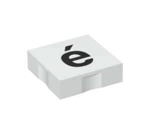 Duplo White Tile 2 x 2 with Side Indents with Letter e with Acute (6309 / 48652)