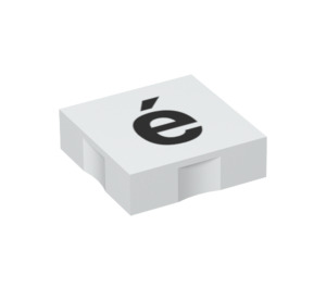 Duplo Hvit Tile 2 x 2 med Side Indents med Letter e med Acute (6309 / 48652)