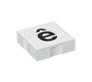 Duplo Blanc Tuile 2 x 2 avec Côté Indents avec Letter e avec Circumflex (6309 / 48655)