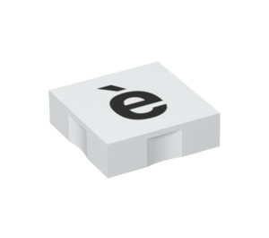 Duplo Hvit Tile 2 x 2 med Side Indents med Letter e med Grave (6309 / 48653)