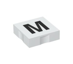 Duplo White Tile 2 x 2 with Side Indents with "M" (6309 / 48526)