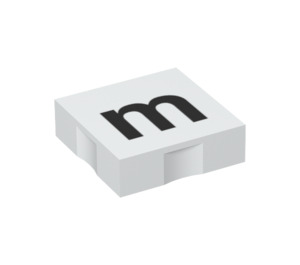Duplo White Tile 2 x 2 with Side Indents with "m" (6309 / 48527)