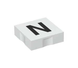 Duplo White Tile 2 x 2 with Side Indents with "N" (6309 / 48529)